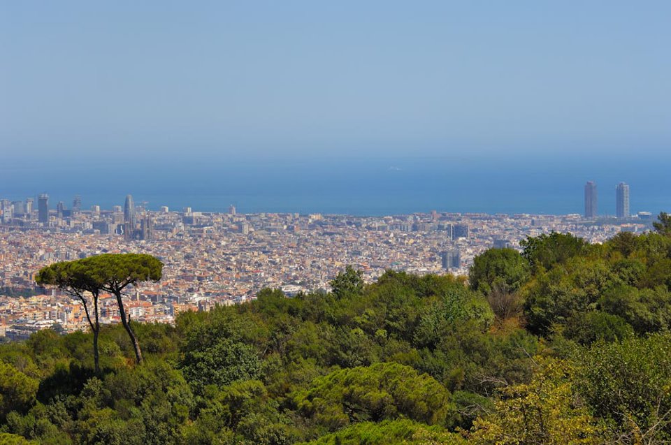 The Collserola Natural Park overlooking the city of Barcelona. The park spreads across a total of 11.000 ha and is shared by 9 metropolitan municipalities.